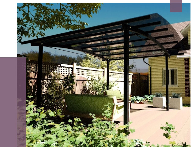 Навесы для террасы в Кушве от 13088 руб. под ключ | ПРОЛЁТ-Кшв