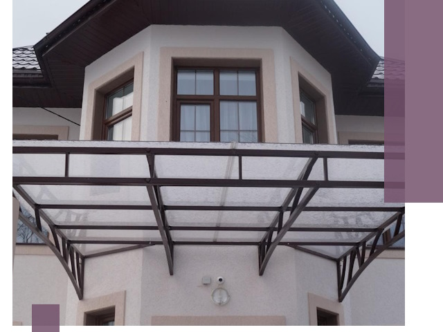 Козырьки из поликарбоната под ключ в Кушве